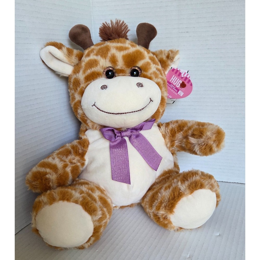 Walgreens Hug Me Giraffe Brown Plush Stuffed Animal Purple Bow 11 inch 516075